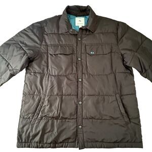 Free Assembly ~Mens Black Puffer Jacket ~Thin & lightweight~teal green interior